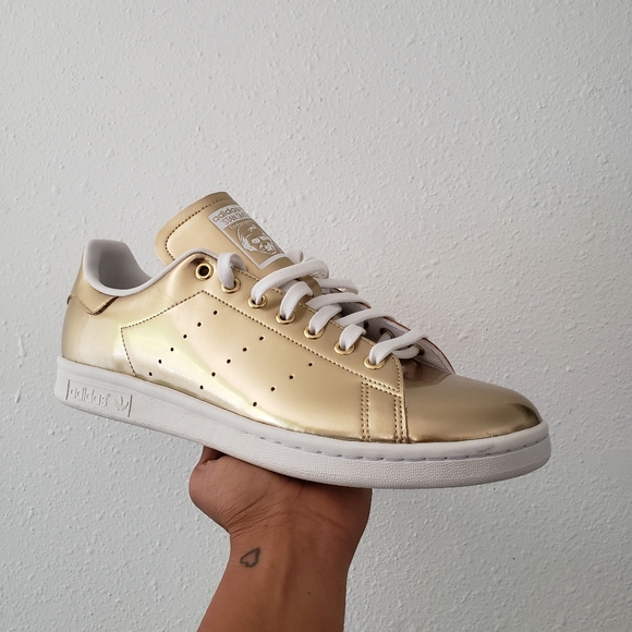 🚫SOLD🚫 adidas men's stan smith sneaker shoes gold metallic - Picture 3 of 16